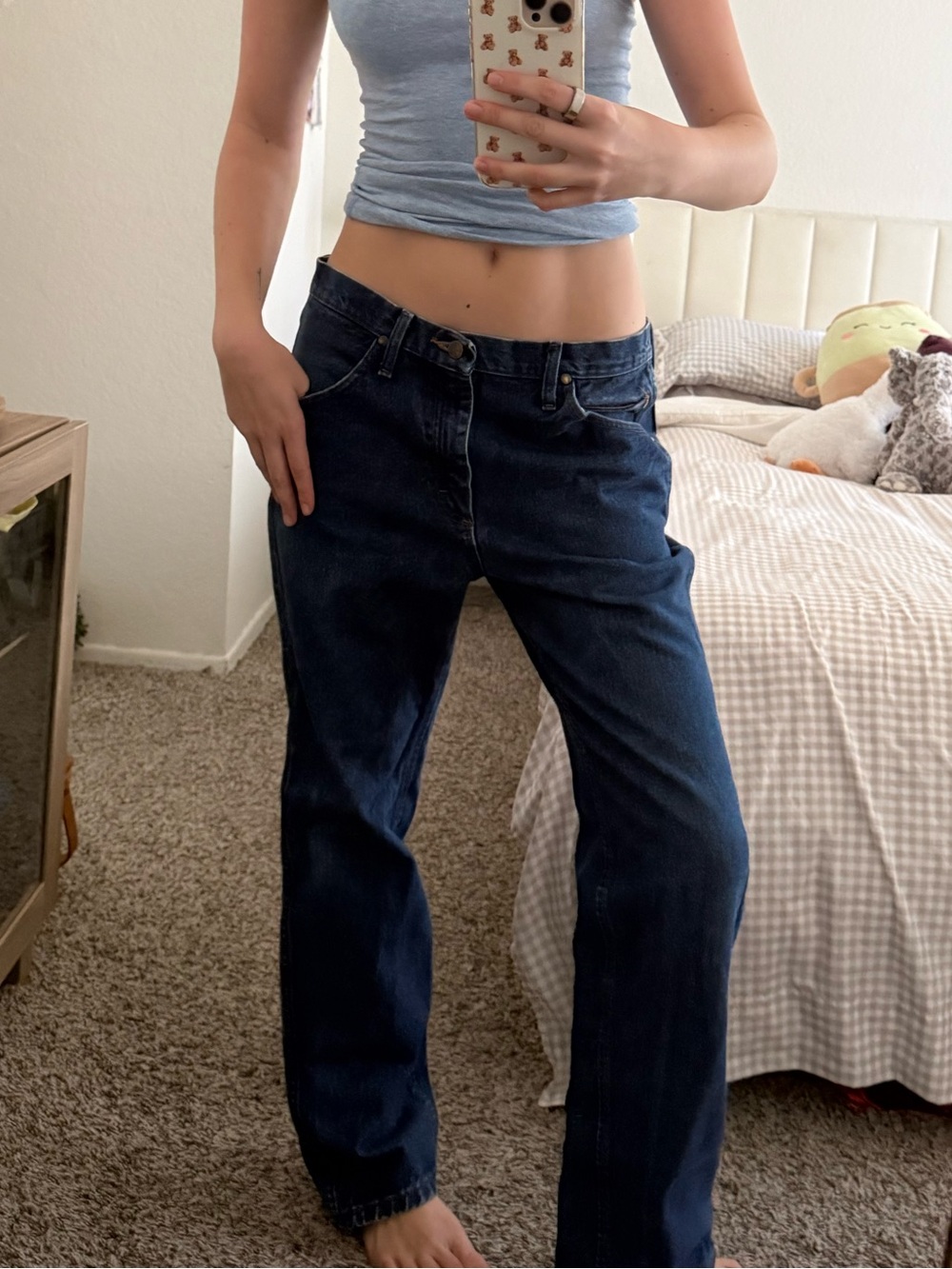 Wrangler Classic High-Rise Straight Leg Jeans in Dark Blue